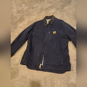 Vintage Carhartt Mens Dark Navy Ridge Coat Sherpa Lined C61 MDT size XL